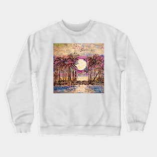 Moonlit Night On The Mediterranean Sea Crewneck Sweatshirt